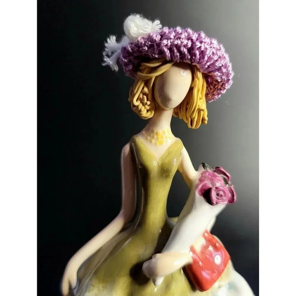 AppleTree Design Young Lady In Dress Porcelain  Figurine with crochet hat - Picture 8 of 12